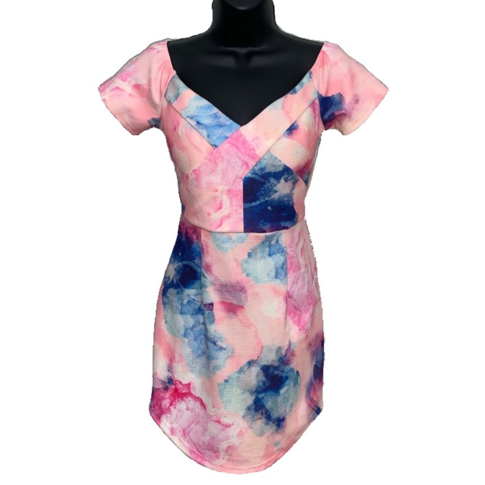 Pastel V-neck mini dress